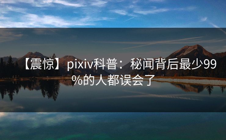 【震惊】pixiv科普：秘闻背后最少99%的人都误会了