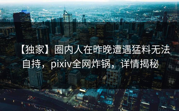 【独家】圈内人在昨晚遭遇猛料无法自持，pixiv全网炸锅，详情揭秘