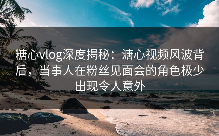 糖心vlog深度揭秘：溏心视频风波背后，当事人在粉丝见面会的角色极少出现令人意外