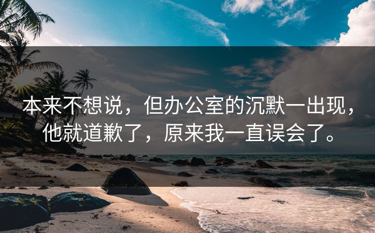 本来不想说,但办公室的沉默一出现,他就道歉了,原来我一直误会了。